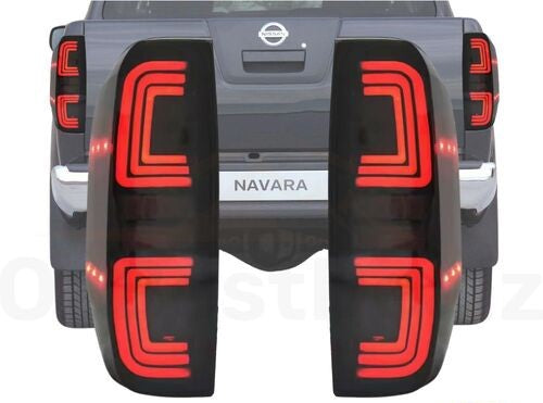 Smoked Black LED Tail Lights V2 For Nissan Navara D40 2005 - 2015 Taillights