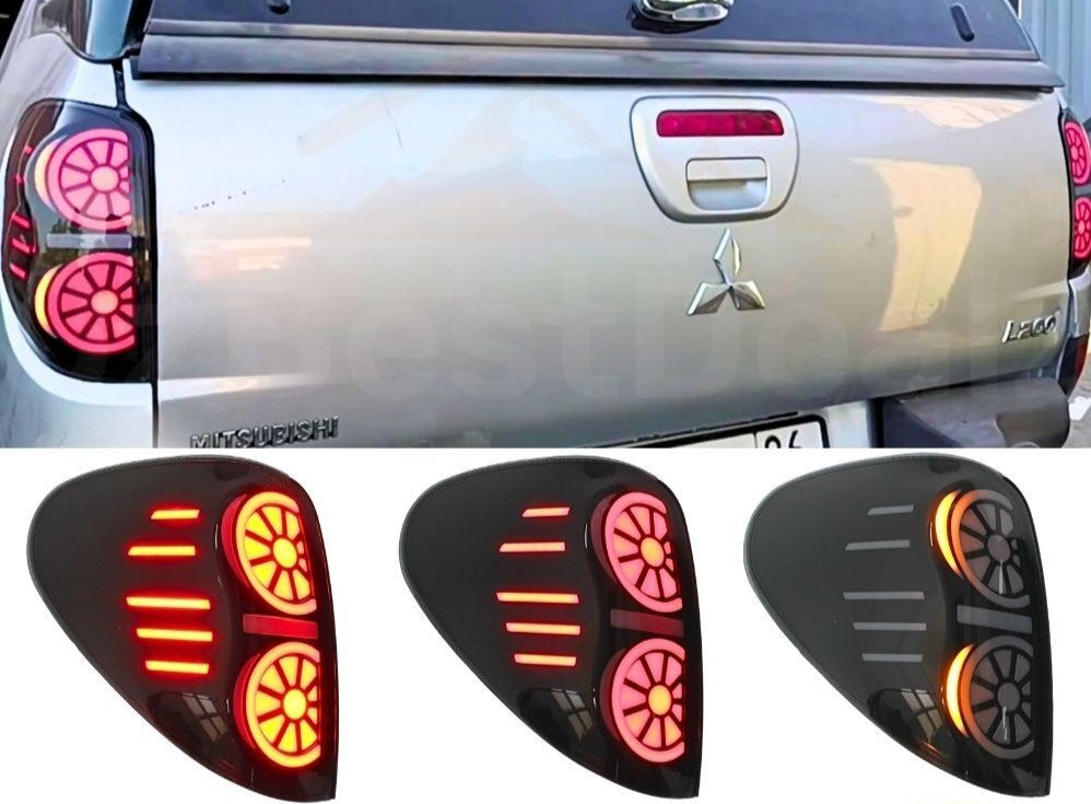 Smoked Black LED Tail Lights for Mitsubishi Triton MN ML 2006 - 2014 Taillights